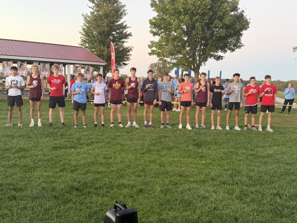 Medal winners shown at the Chariton Invitational Cross Country meet last Monday. Second place: Emmanuel Grass (third from right), seventh place: Hayden Hietbrink (seventh from right) and 15th place: Osiel Pedersen (far left). (Joel Stevens/ The Red Oak Express)