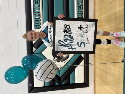 Ray Helvie picked up her 500th career kill in Southwest Valley’s sweep of Lenox last week. (Submitted photo)